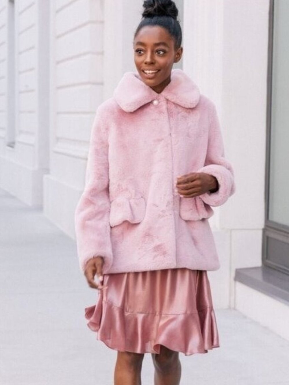 Gal Meets Glam Reese Pink Faux Fur Coat - Picture 3 of 10